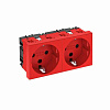 Розетка силовая 0° с кодом двойная 2х2К+З, 2 модуля Modul45, 45х90 мм, со шторками 16А 250В красная STD-D0K SRO2 6120294