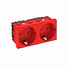 Розетка силовая 0° двойная 2х2К+З, 2 модуля Modul45, 45х90 мм, со шторками, 16А 250В красная STD-D0 SRO2 6120028